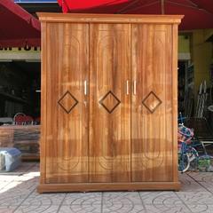 Tủ áo gỗ công nghiệp bóng 3 cánh nâu vàng 1631