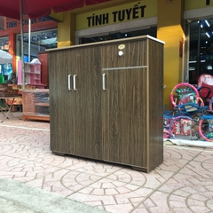 Tủ giày nhựa 3 cánh vân gỗ màu xanh rêu