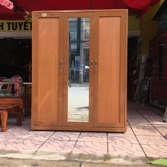 Tủ áo sắt Trường Phát 3 cánh nâu+gương 1568