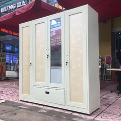 Tủ áo sắt Trường Phát 4 Cánh vàng+gương 1553