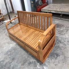 Giường gỗ Sồi màu cánh gián rút gọn