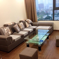 Sofa góc nỉ cao cấp nâu pha trắng