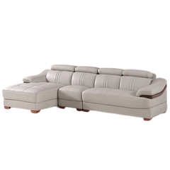 Sofa góc da cao cấp tay đệm gỗ