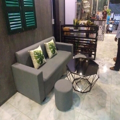 Sofa nỉ văng tay vuông màu xám lông chuột
