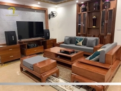 Sofa gỗ sồi đùi gà màu hương bên phải