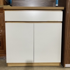 Tủ giày gỗ công nghiệp 0.8m cánh trắng ngăn kéo viền vàng