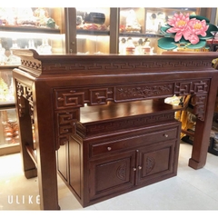 Án thờ gỗi sồi 1.97m chân 12 màu óc chó tai cong
