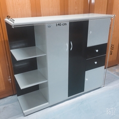 Tủ nhựa trẻ em 2C 5NK đen trắng có ô trang trí 1m4