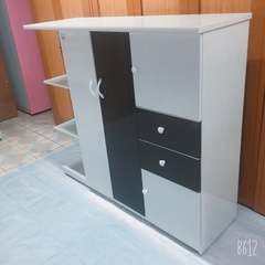 Tủ nhựa trẻ em 2C 5NK đen trắng có ô trang trí 1m4