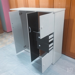 Tủ nhựa trẻ em 2C 5NK đen trắng có ô trang trí 1m4
