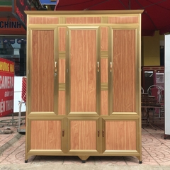 Tủ áo nhôm 3 cánh vân gỗ vàng 1507