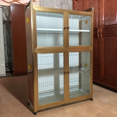 Tủ chạn bát đứng nhôm kính 1m vàng