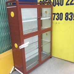 Tủ chạn bát đứng nhôm kính 1m nâu