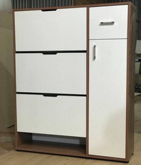 Tủ giày gỗ công nghiệp thông minh 0.8m cánh trắng viền óc chó