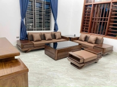 Sofa Gỗ Sồi Chân Thuyền Chéo Óc Chó Bên Phải