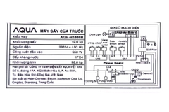 Máy sấy bơm nhiệt Aqua 10 kg AQH-H1000H PS