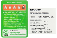 Tủ lạnh Sharp Inverter 605 lít SJ-FX688VG-BK