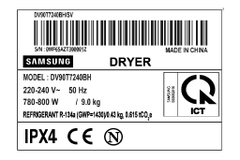 Máy sấy bơm nhiệt Samsung 9kg DV90T7240BH/SV