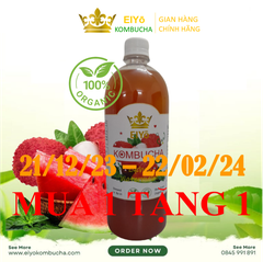 KOMBUCHA VẢI DƯA  1 Lít – Fresh & Cool (Trà Kombucha Vải Dưa - Giảm Cân - Làm Đẹp)