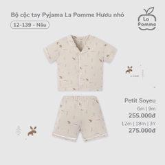 LP S10 - Bộ cộc tay Pyjama La Pomme Hươu nhỏ - Nâu - 6-9M - SS25.T2A