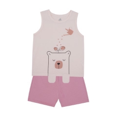 LP - Bộ sát nách La Pomme gấu mầm nhỏ - 6M Hồng