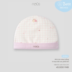 NOUS - Mũ tròn màu trắng in họa tiết sóc phối tím -SS25.T9A