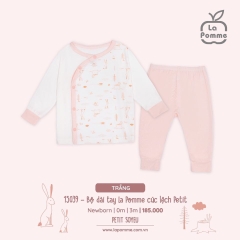 LP - Bộ dài tay La Pomme cúc lệch Petit - Newborn Trắng