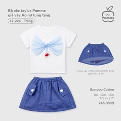 LP - Bộ cộc tay La Pomme giả váy Áo nơ tung tăng - Trắng - SS25.T4B
