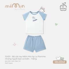 LP - Bộ cộc tay Mềm Mịn by La Pomme những người bạn xứ biển - Trắng - 9-12M - SS26.T4A