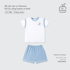 LP G20 - Bộ cộc tay La Pomme hải âu căng buồm ra khơi - Trắng Xanh - 12-18M - SS26.T4A