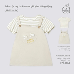 LP S10 - Đầm cộc tay La Pomme giả yếm Năng động - Be - 3-4Y - SS25.T4B