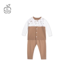 LP - Bộ Dài Tay La Pomme Cúc Giữa Fun Galaxy - Newborn Nâu