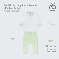 LP - Bộ dài tay cúc giữa La Pomme Mùa hè của bé - Xanh - 3-6M - SS25.T4A