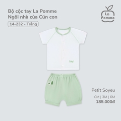 LP - Bộ cộc tay La Pomme Ngôi nhà của Cún con - Trắng - 0-3M - SS25.T3B