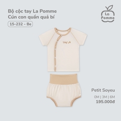 LP - Bộ cộc tay La Pomme Cún con quần quả bí - Be - 0-3M - SS25.T3B