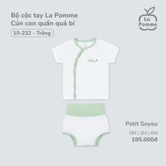 LP - Bộ cộc tay La Pomme Cún con quần quả bí - Trắng - 0-3M - SS25.T3B