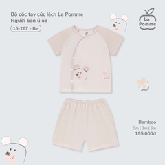 LP S10 - Bộ cộc tay cúc lệch La Pomme Người bạn ú òa - Be - 6-9M - SS25.T4A