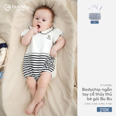 BU - Body chip ngắn tay cổ thủy thủ bé gái Bu Bu - PCT2353BG - trắng+kẻ navy - 3-6M - SS26.T7B