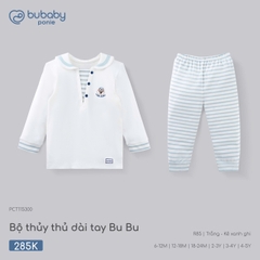BU - Bộ thủy thủ dài tay BuBu - PCT115300 - Trắng+kẻ xanh ghi - 6-12M - SS26.T7B
