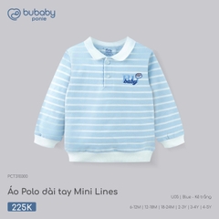 BU - Áo Polo dài tay Mini Lines - PCT310300 - blue kẻ trắng - 6-12M - SS26.T7B