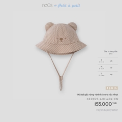 NOUS - Mũ tai gấu rộng vành kẻ caro nâu nhạt - S - SS26.T8A