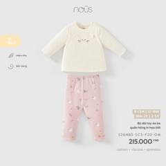 NOUS - Bộ dài tay áo be quần hồng in họa tiết - 2-3Y - SS26.T8A