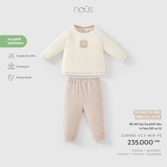 NOUS - Bộ dài tay be phối nâu in họa tiết sư tử - 2-3Y - SS26.T8A