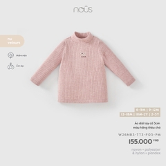 NOUS - Áo dài tay cổ 3cm màu hồng thêu chó - 12-18M - SS26.T8A