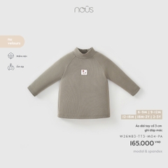 NOUS - Áo dài tay cổ 3 cm ghi đáp mác - 2-3Y - SS26.T8A