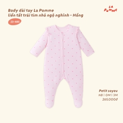 LP - Body dài tay La Pomme liền tất trái tim nhỏ ngộ nghĩnh - Hồng - Newborn - SS26.T8A