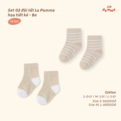 LP - Set 02 đôi tất La Pomme họa tiết kẻ - Be - L - SS26.T8A