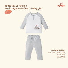 LP - Bộ dài tay La Pomme tay áo raglan ô tô bí bo - Trắng Ghi - 3-4Y - SS26.T8A