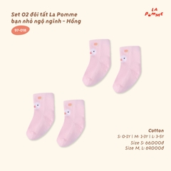 LP - Set 02 đôi tất La Pomme bạn nhỏ ngộ ngĩnh - Hồng - S - SS26.T8A