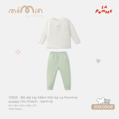 LP - Bộ dài tay Mềm Mịn by La Pomme puppy nhí nhảnh - Xanh lá - 6-9M - SS26.T8A
